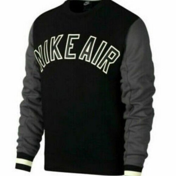NIKE AIR SWEATSHIRT BLACK/GRAY SZ M BIG LOGO CASUAL ATHLETIC CORE VERSATILE - Picture 5 of 16